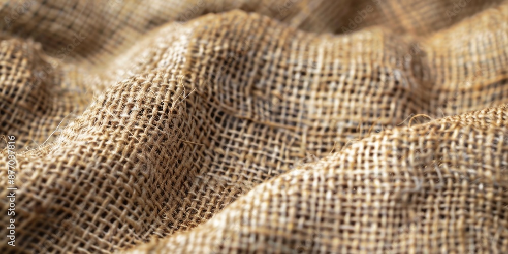 Poster a detailed view of the texture and pattern on a piece of burlock fabric, ideal for use in textile or