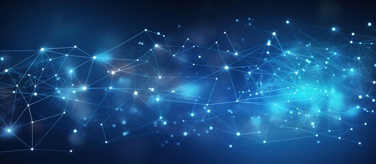 Abstract Blue Network of Lines and Points