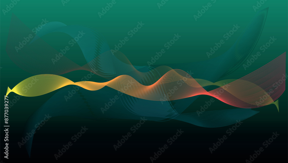 Poster abstraction design dark background waves graphics