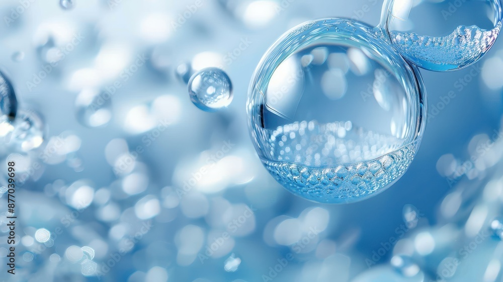 Aufkleber this macro shot captures bubbles with intricate reflections and light interplay, creating a visually
