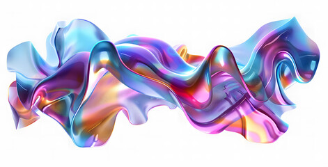 Naklejka premium 3d rendering multicolored flowing abstract iridescent wave shape design