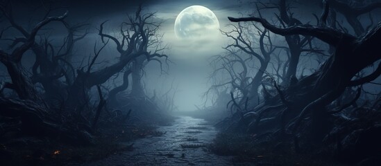 Moonlight Path Through A Dark Forest
