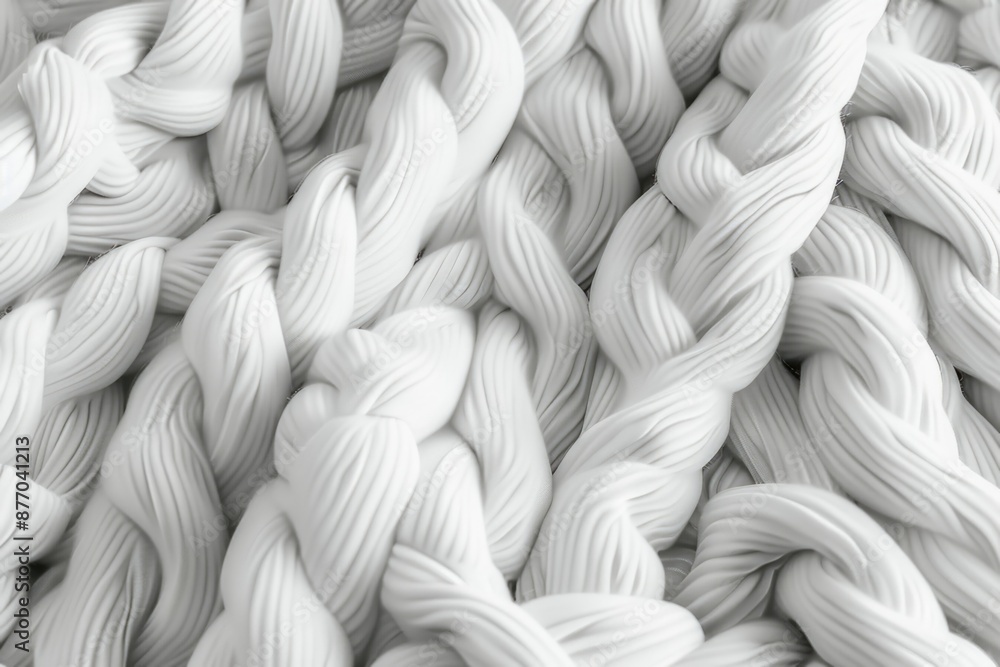 Poster a close-up view of a pile of white yarn, ideal for use in craft or textile-related projects