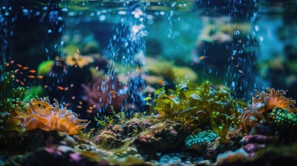 Fototapeta premium A colorful aquarium featuring multiple fish species