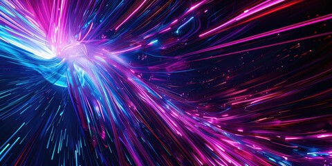 Abstract design featuring colorful lines and lights on a dark background, great for abstract or futuristic concepts