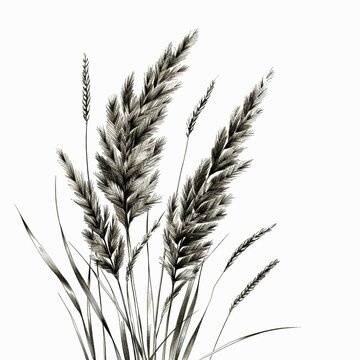 recommend clip art: Reed grass silhouette on white background. Wetland plant