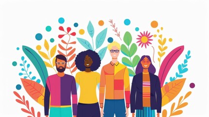 Inclusive policies, company promoting diversity, flat design illustration
