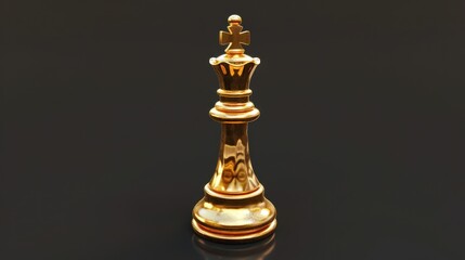 Regal Golden King Chess Piece Elegantly Posed Against a Dark Background - Symbol of Power - Generative AI