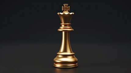 Regal Golden King Chess Piece Elegantly Posed Against a Dark Background - Symbol of Power - Generative AI