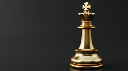 Regal Golden King Chess Piece Elegantly Posed Against a Dark Background - Symbol of Power - Generative AI
