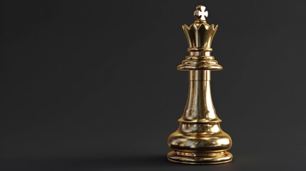 Regal Golden King Chess Piece Elegantly Posed Against a Dark Background - Symbol of Power - Generative AI