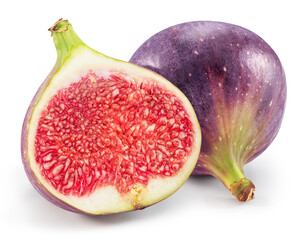 Fig fruit and fig piece isolated on white background. File contains clipping path.