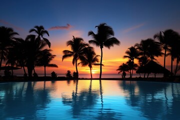 Obraz premium Tropical resort swimming pool tree outdoors tropical.