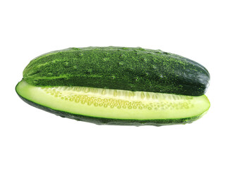 Fresh vegetable cucumber on white background