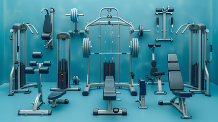 Obraz premium Many types of exercise equipment. white background.