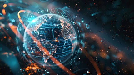 Obraz premium A computer generated image of a globe with a blue and orange background