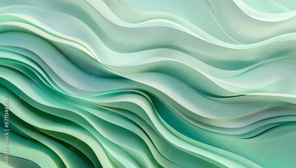 Poster abstract green curve wave with line textured background design