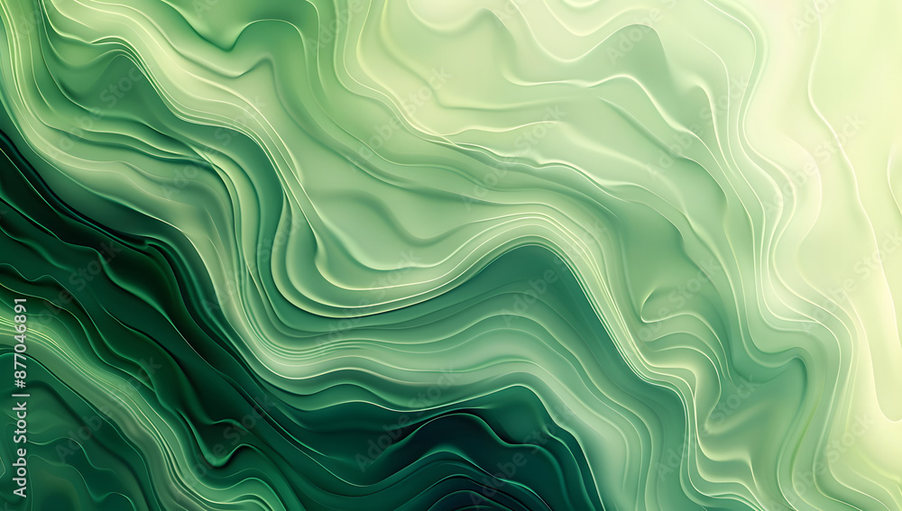 Poster abstract green curve wave with line textured background design