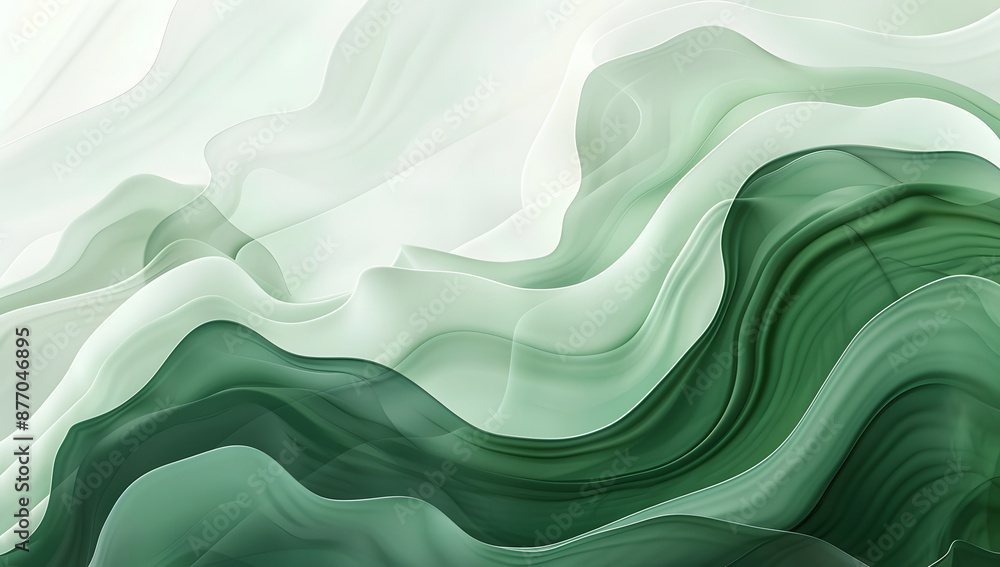 Poster abstract green curve wave with line textured background design