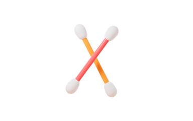 Cartoon cotton swab, cotton bud in the white background, 3d rendering.