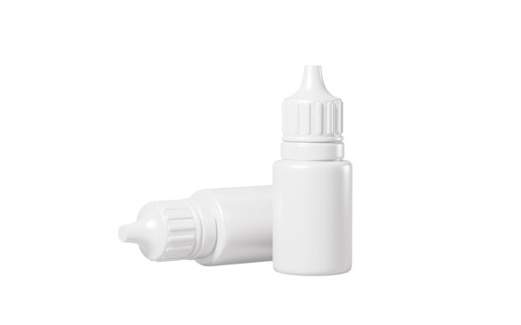 White ear drops, eye drops, 3d rendering.
