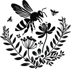Busy honey bees buzz tirelessly, pollinating flowers and producing golden honey.