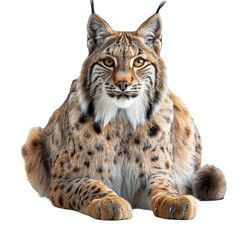 Obraz premium Portrait of sitting Lynx isolated on a transparent background for web banner