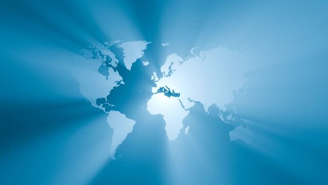 World map with sun shafts effects