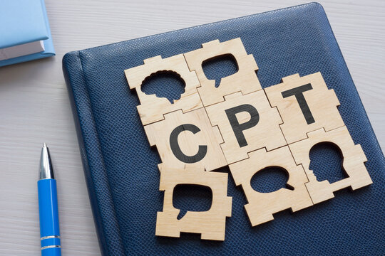 Puzzle pieces with abbreviation CPT Cognitive processing therapy.