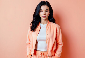 Obraz premium Woman wearing peach training clothes