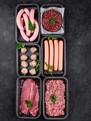 Assortment of different vegan plant based meat