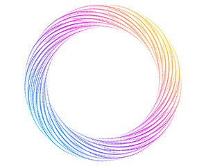 Design elements. Wave of many purple lines circle ring. Abstract vertical wavy stripes on white background isolated. Vector illustration EPS 10. Colourful waves with lines created using Blend Tool