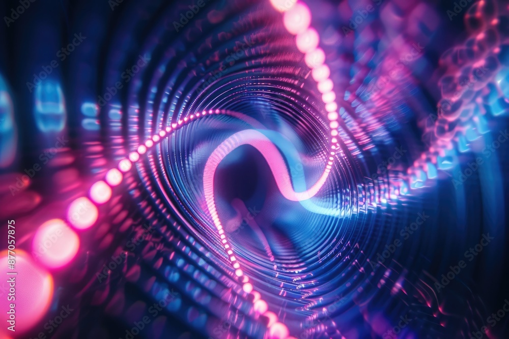 Poster vibrant abstract neon light streaks in motion creating a mesmerizing visual effect on a dark backgro