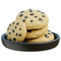 Chocolate Chip Cookies in a Black Plate