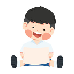 Young boy with empty sign