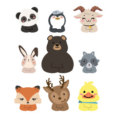Simple And wild animals greeting set