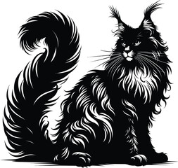 Hand-drawn animals set Flat design Cat silhouette vector 