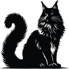 Hand-drawn animals set Flat design Cat silhouette vector 