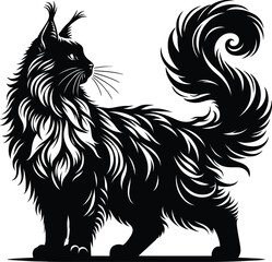 Hand-drawn animals set Flat design Cat silhouette vector 