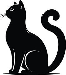 Hand-drawn animals set Flat design Cat silhouette vector 