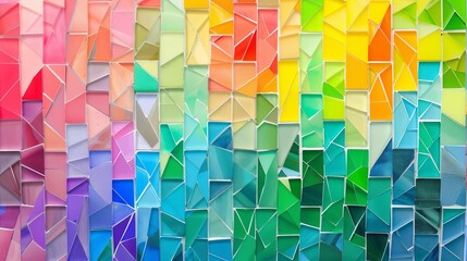Abstract mosaic tiles in rainbow colors, patterned background, artistic