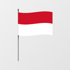 Monaco flag on flagpole. Vector illustration.