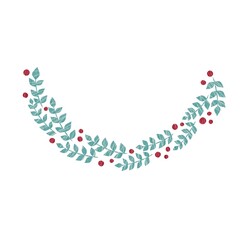 Abstract bunch of leaves and wild berry semi wreath watercolor and drawing illustration for decoration on winter and Christmas holiday festival.