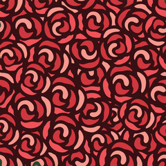 Beautiful abstract floral seamless pattern motif in stamp block bold outline vector warm earthy color