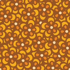 Beautiful abstract floral seamless pattern motif in stamp block bold outline vector warm earthy color