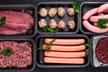 Assortment of different vegan plant based meat