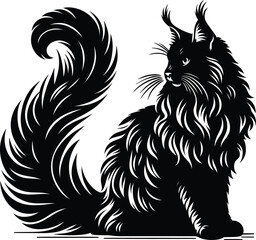 Hand-drawn animals set Flat design Cat silhouette vector 