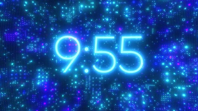 10 Minutes Digital Countdown. Glow numbers. Real time count down