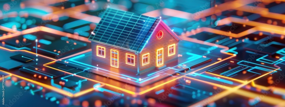 Poster modeling the integration of broadband internet into everyday devices, visualized in a smart home env