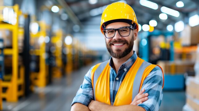 a logistics supervisor overseeing warehouse operations, ensuring efficient workflow and inventory management, surrounded by high-tech equipment, offering clear copy space for text